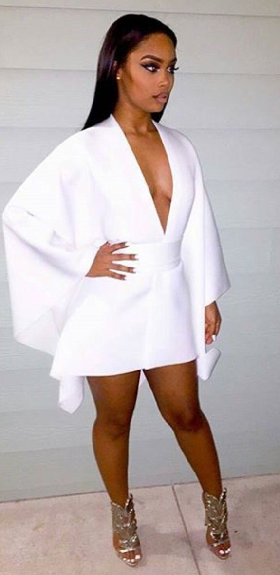 Sexy All White Outfit Cape Dress All White Party Outfit Ideas For