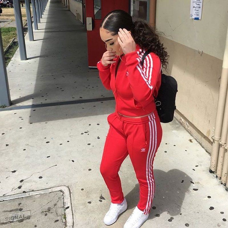 adidas red leggings and crop top