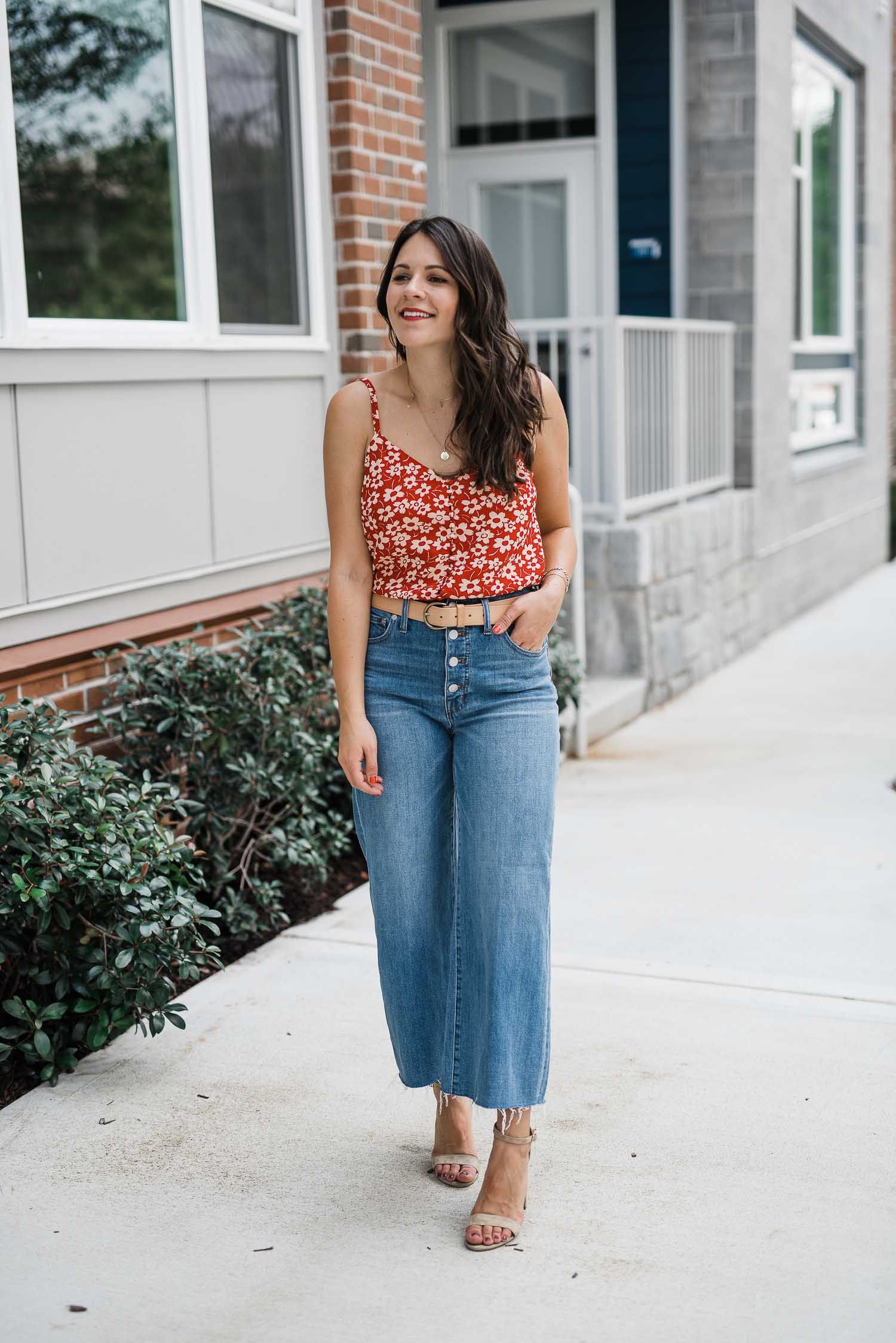 Summer outfit ideas denim culottes outfit, Wide-leg jeans | Cropped ...