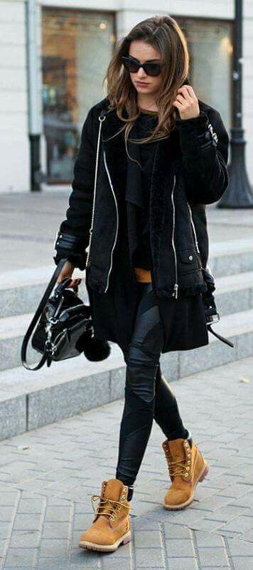 black timberlands womens outfit