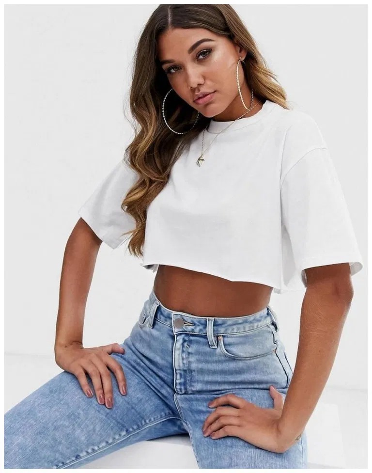 White Crop T Shirt Crop Top School Outfits Ideas ASOS Crew 