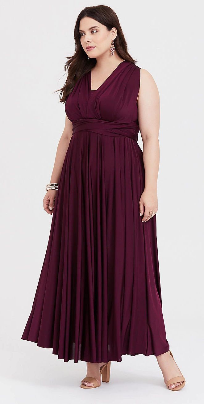 Special Occasion Burgundy Studio Knit Convertible Maxi Dress Cute