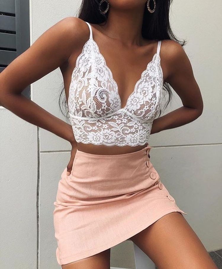 Bralette Crop Top Skirt Outfits Outfit With Bralette Bra Bralette Outfits Bralette Attire