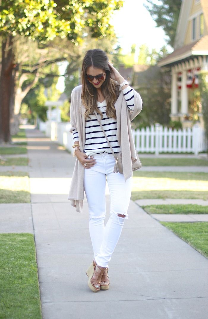 Summer White Ripped Jeans Outfit | Outfits With White Denim | Casual ...
