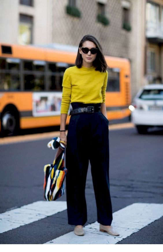 Classy Bright Yellow Yellow Top With Black Pant | Yellow Top With Jeans |  Spring Outfit, Yellow Dress, yellow outfit
