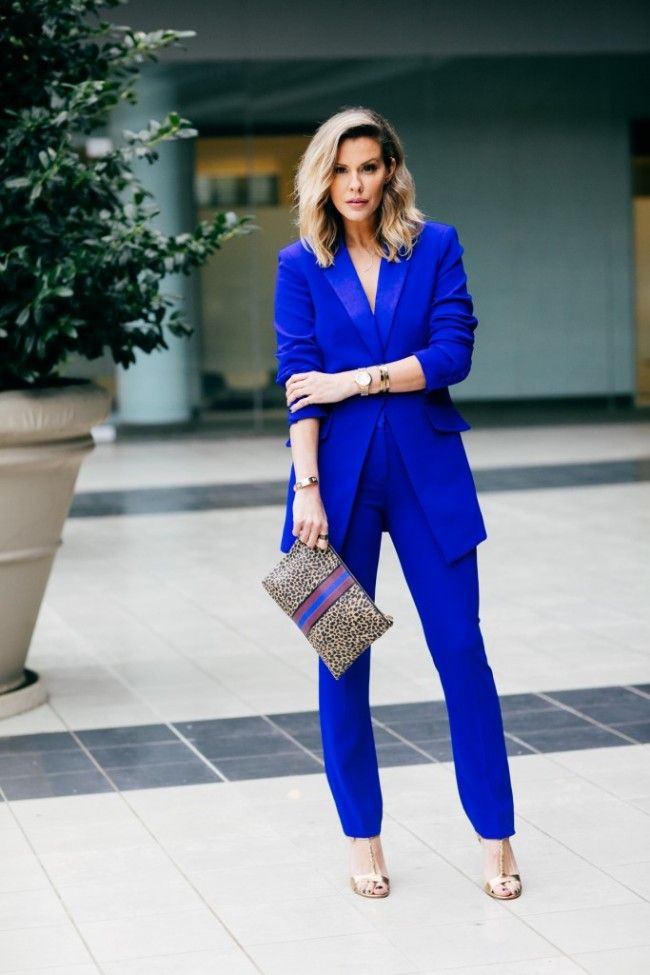 blue trousers suit