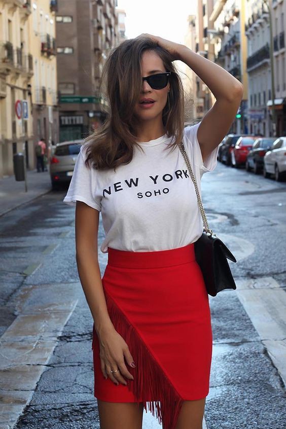 Red skirt summer outfit, Pencil skirt | Casual Outfit Ideas For 2020 |  Bandage dress, Casual Outfits, Pencil skirt
