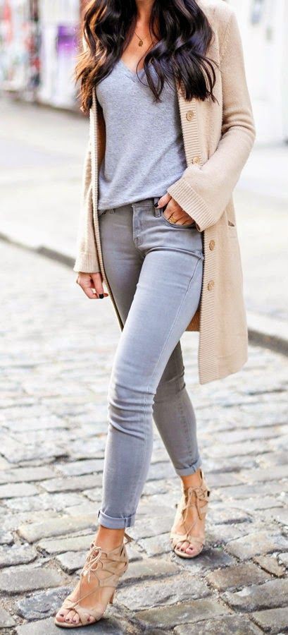 Cute outfits with grey jeans | Outfits With Long Cardigan | Cashmere wool,  Casual wear, Long Cardigan Outfits