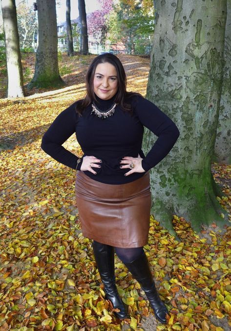 Work Casual Pencil Skirt Outfit | Plus Size Leather Skirt Outfits ...