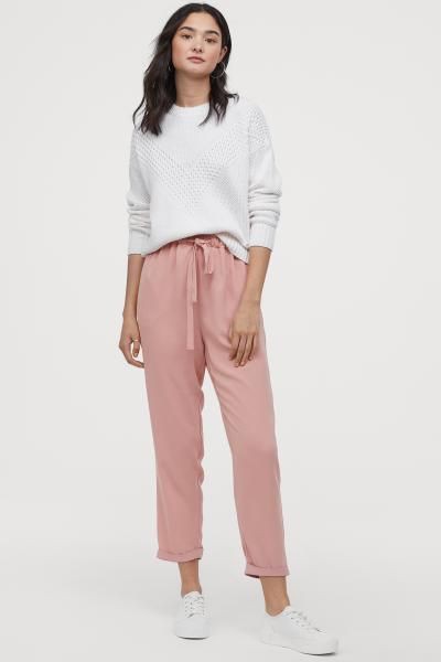White and pink colour outfit with sportswear, trousers, leggings ...