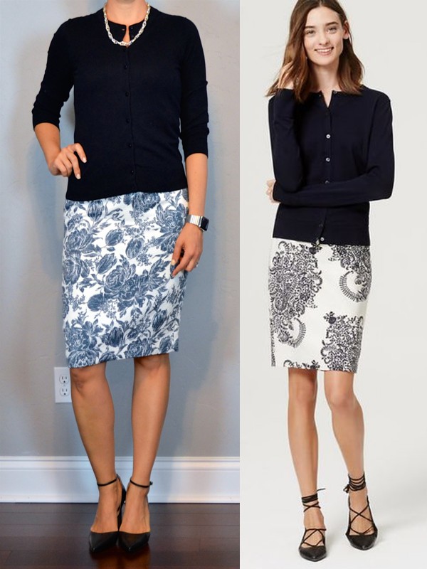 Printed Pencil Skirt with Black Top Outfit Ideas, Formal Wear