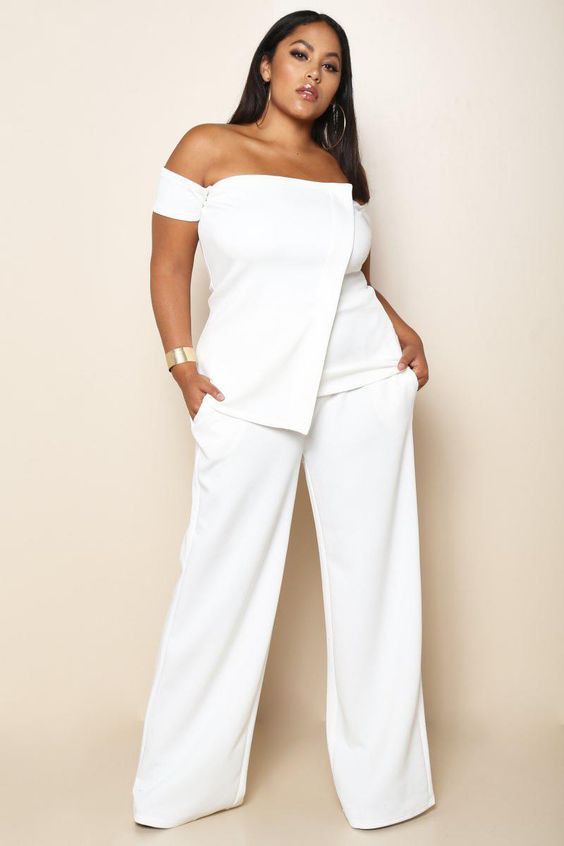 Wide Leg White Pants Plus Size | White Party Outfits For Ladies ...