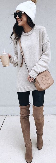 Dresses ideas beige crossbody outfit, casual wear, riding boot | Outfit ...