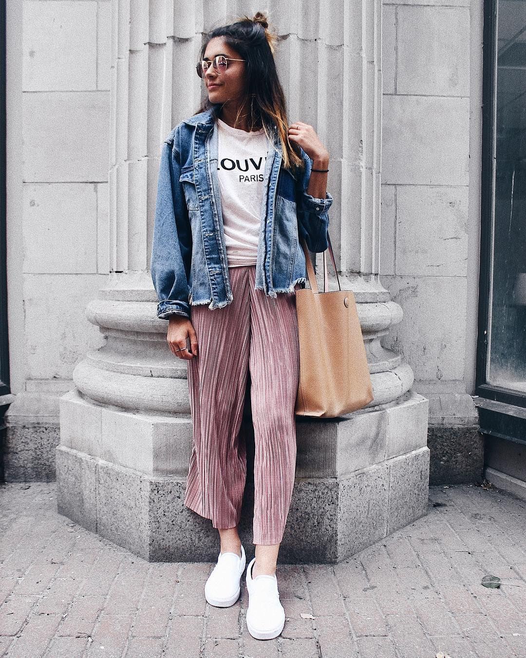 Pink Colour Outfit You Must Try With Jean Jacket Trousers Shorts Dress With Jean Jacket