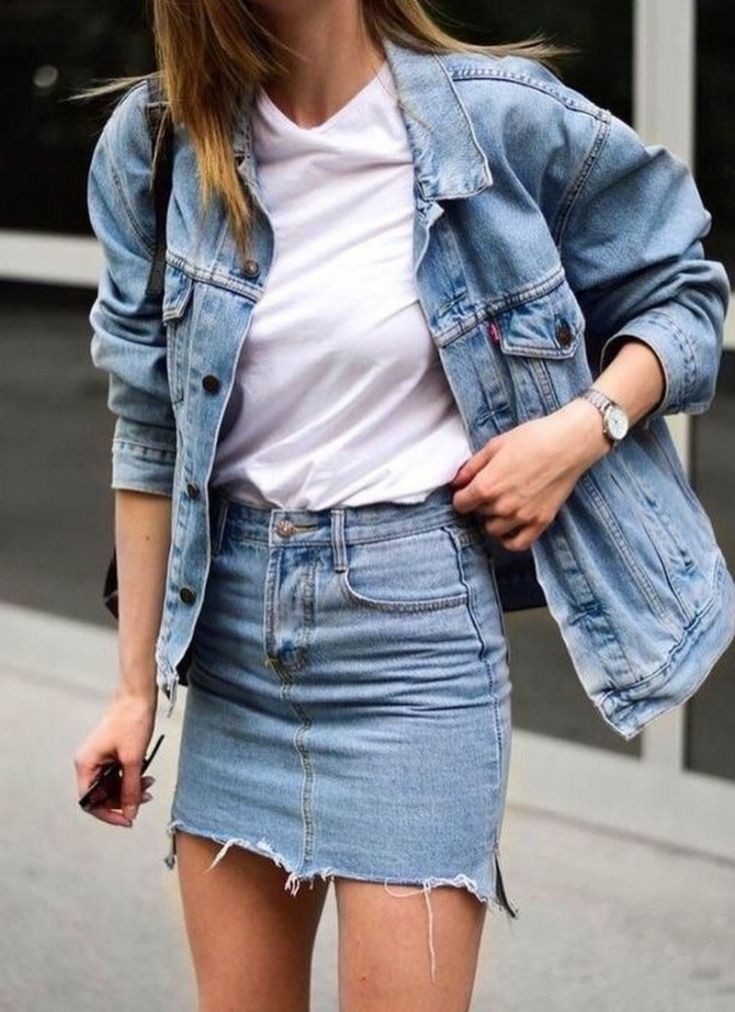 Outfit Stylevore Denim Outfit Ideas Street Fashion Denim Skirt Jean
