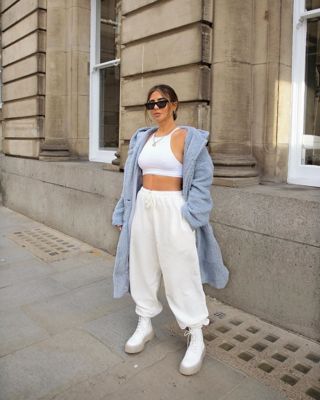 white clothing ideas with trousers, sunglasses, eyewear | Casual ...