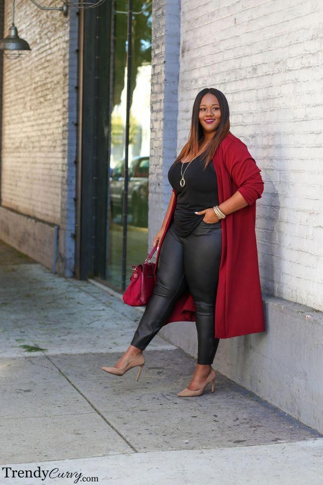 Maroon and brown classy outfit with trousers, jacket | Plus Size Winter ...