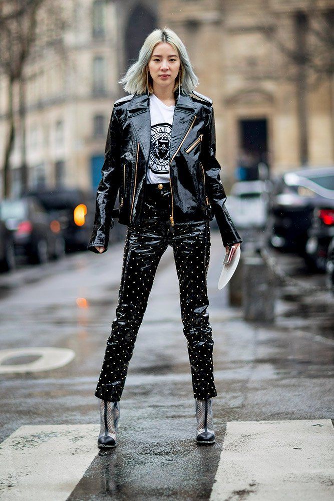 Colour Outfit You Must Try 70er Outfit Leder Leather Jacket Street Fashion Fashion Model