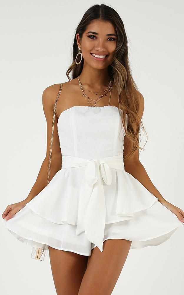 White attire with strapless dress, cocktail dress, party dress | Summer ...
