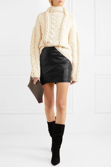 Designer outfit iro enmag skirt, polo neck | Black Leather Mini Skirt ...