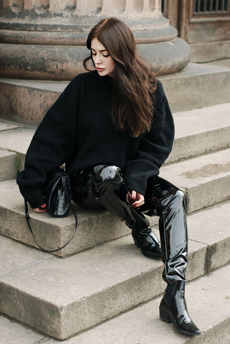 Patent Leather Pants Outfit Patent Leather Street Fashion Patent