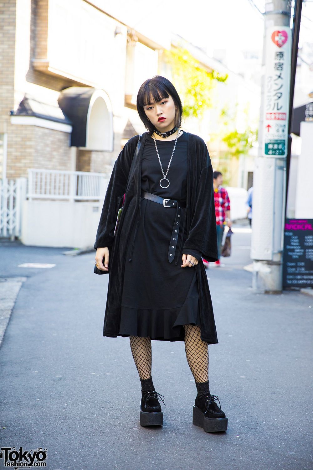 Outfit ideas dark harajuku style fishnet stockings black, japanese street  fashion, little black dress | Creeper Shoes Outfits | Black Outfit,  Creepers Outfits, Fishnet Stockings Black