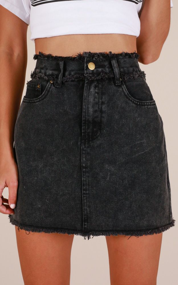 Colour Outfit You Must Try Black Denim Skirt Denim Skirt Jean Short 