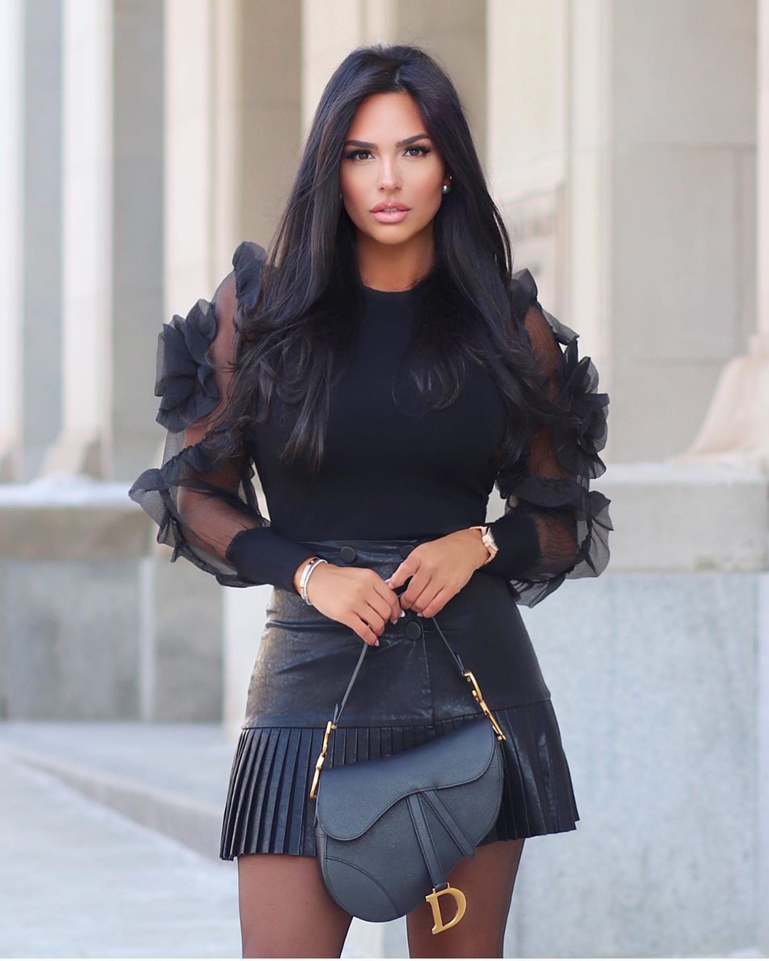 black colour outfit, you must try with shorts, smooth legs, outfit ...