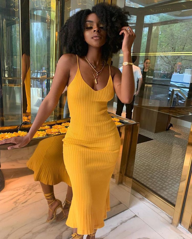 Black girl summer outfits yellow | Bodycon Outfits For Black Girls |  Bodycon dress, fashion model, Maxi dress