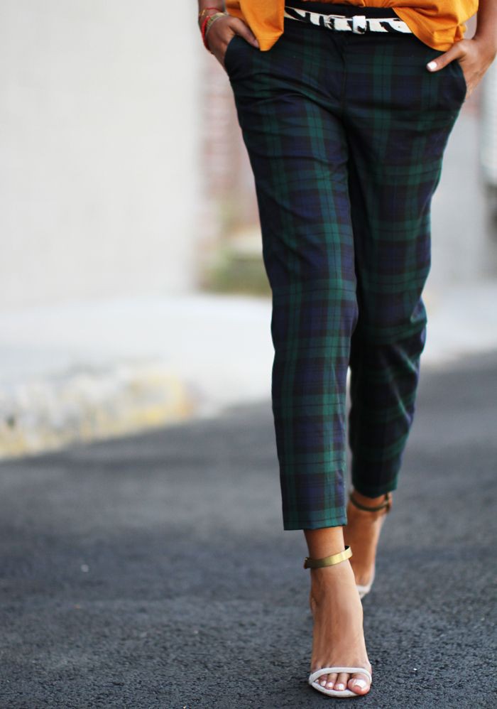 Looks with plaid trousers for women