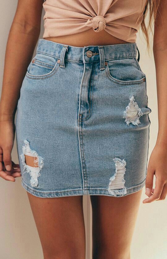 Colour ideas faldas de jean, casual wear, denim skirt, jean short ...
