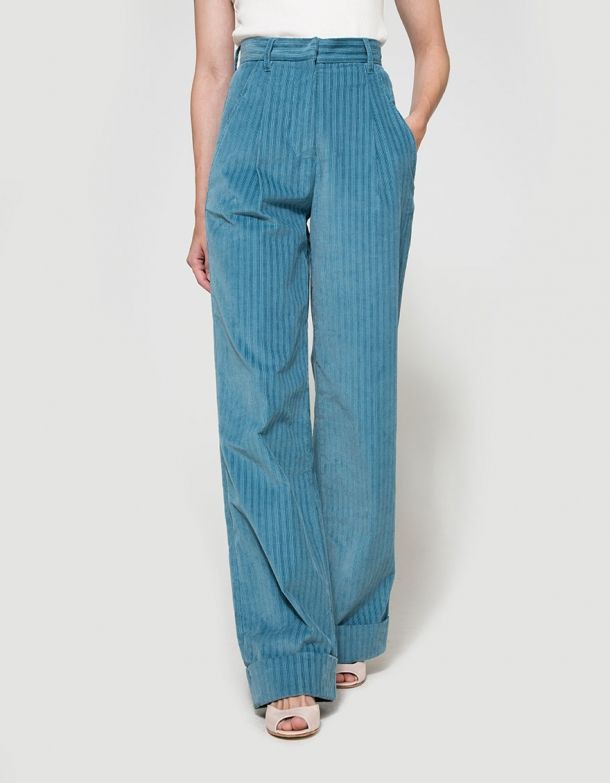 Blue Corduroy Pants Women | ShopStyle UK