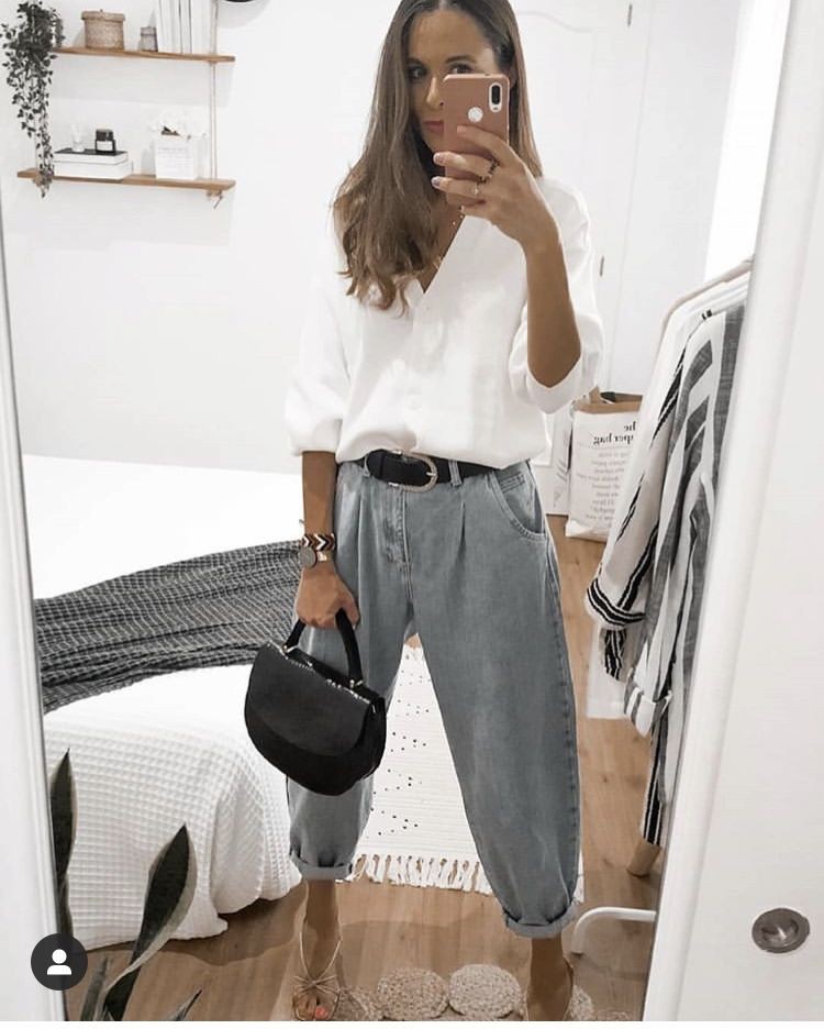 White style outfit with sportswear, mom jeans, trousers | Slouchy Pant ...