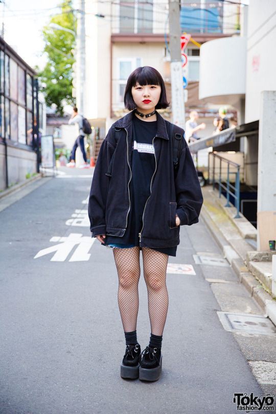 Outfit harajuku black style japanese street fashion, alternative ...