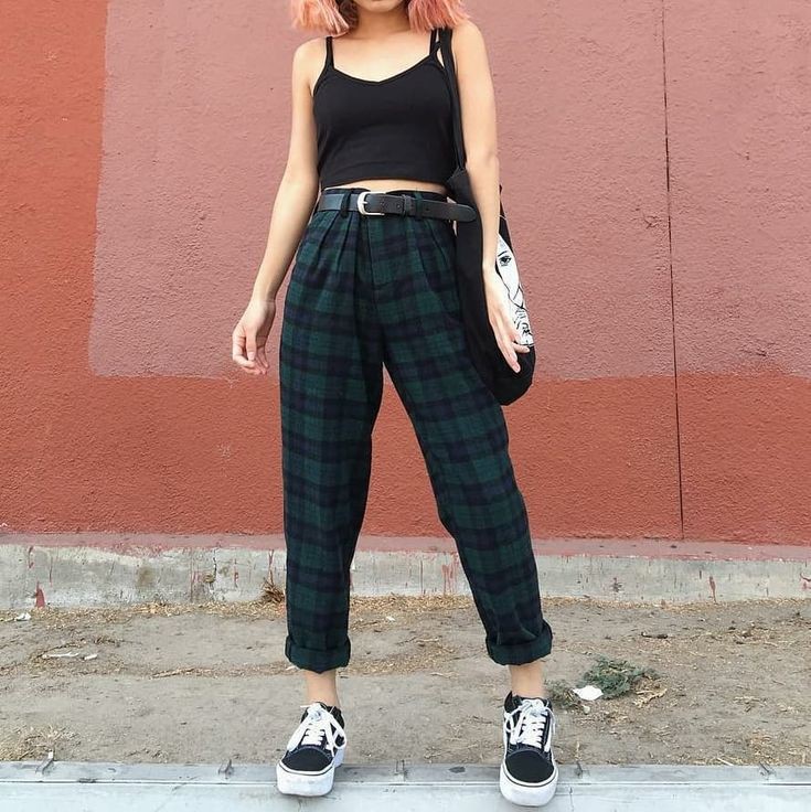 Cute outfit ideas grunge outfit inspo, alternative rock, grunge fashion,  street fashion, soft grunge, punk rock, crop top | Tweed Pants Outfits For  Girls | Alternative rock, Crop top, Grunge fashion