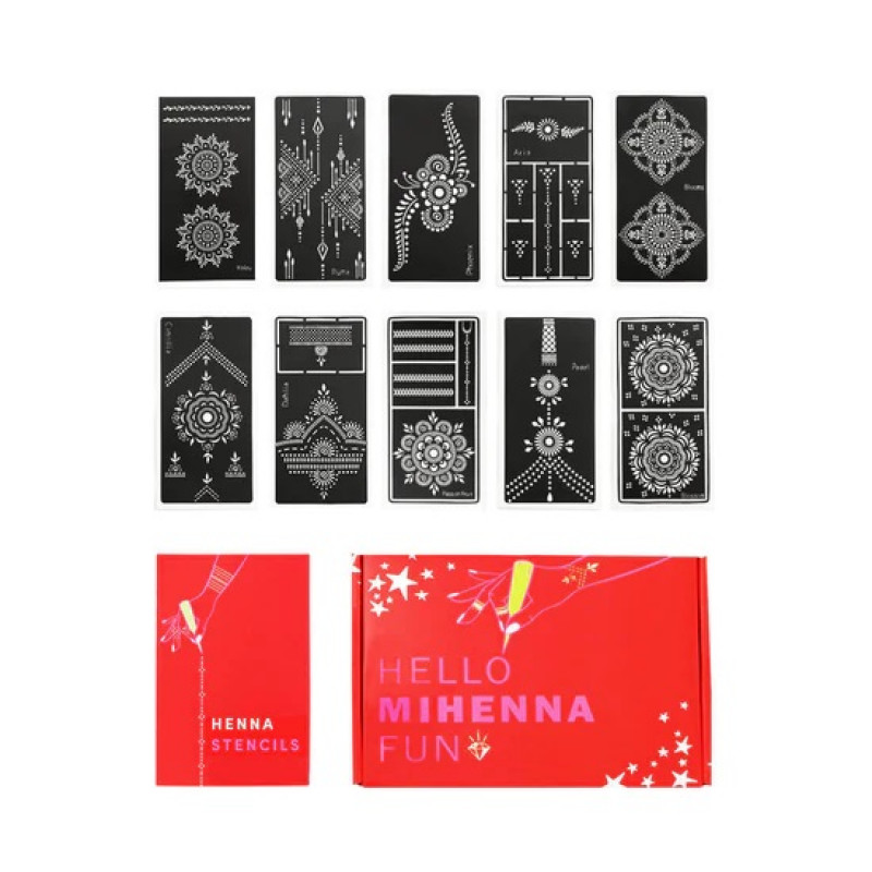 The 10 Pack Henna Stencil Kit: 