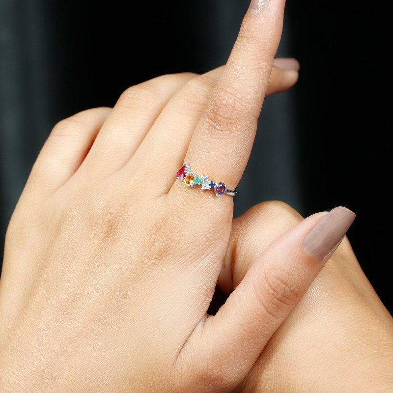 Colorful Multi Gemstone Promise Ring | Rings