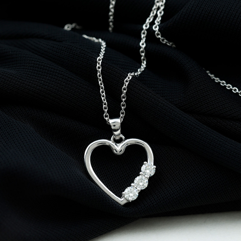 Simple Moissanite and Gold Heart Pendant | Necklace