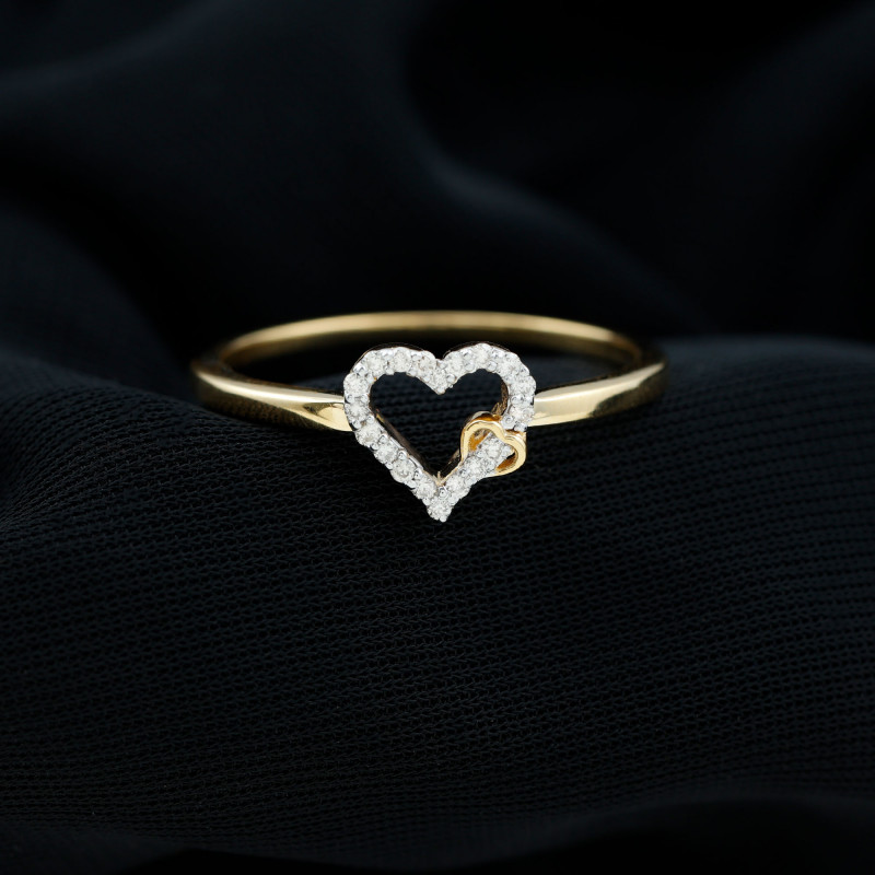 Certified Moissanite Open Heart Promise Ring Rings