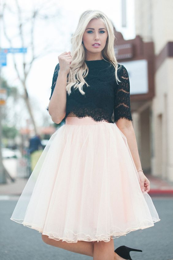 Tulle skirt and lace top
