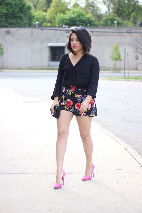 Formal Trouser, Floral Shorts Outfit Trends With Dark Blue And Navy ...