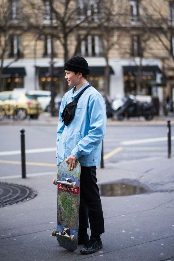 Light Blue Windstoppers & Softshell, Beanie Outfit Trends With Black Jeans,  Street Skater Style | Road surface, street style, skateboard truck, street  skateboarding, skateboarding styles