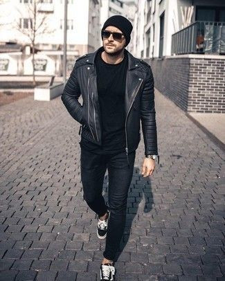Black Biker Jacket, Men's Wardrobe Ideas With Black Jeans, Men Leather Jacket | Men's style, leather jacket, men's clothing, black leather jacket for men