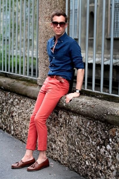 Dark Blue And Navy Denim Shirt, Semi Formal Fashion Trends With Pink ...