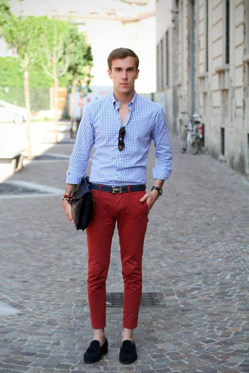 Light Blue Shirt, Semi Formal Wardrobe Ideas With Red Jeans, Maroon ...