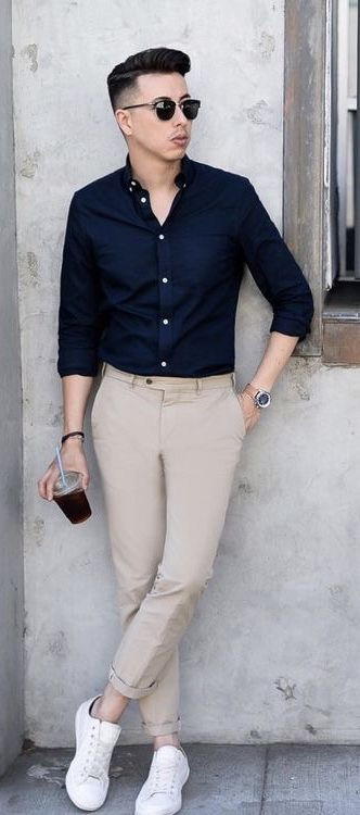 Dark Blue And Navy Shirt, Men's Ideas With Beige Sweat Pant, Dress Boys ...