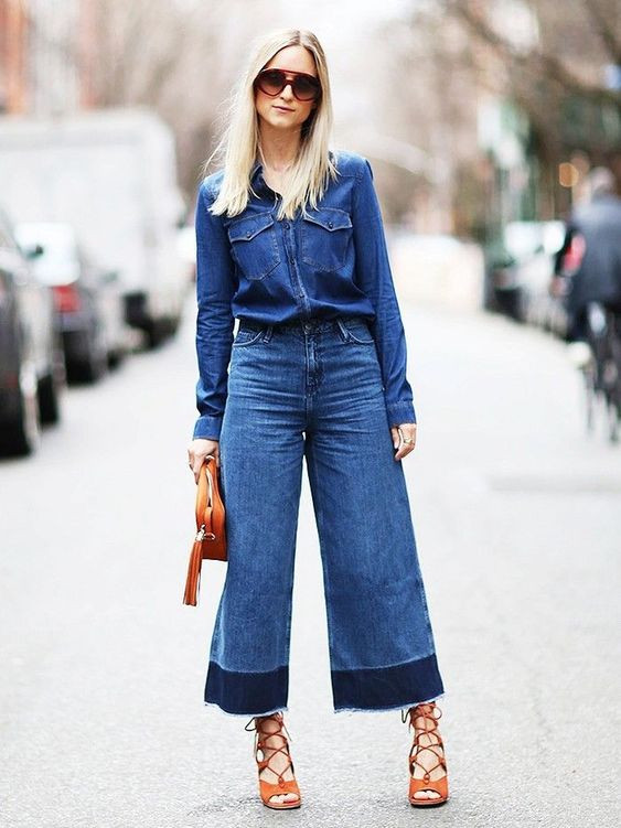 Dark Blue And Navy Casual Trouser, Culottes Outfits Ideas With Dark ...