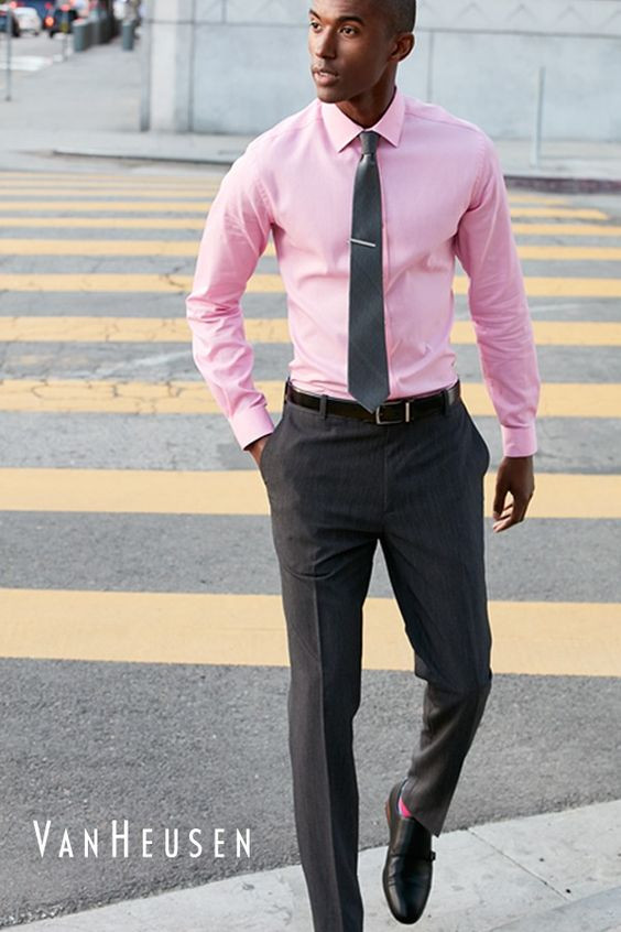 Pink Shirt Interview Fashion Trends With Grey Formal Trouser Tie Van