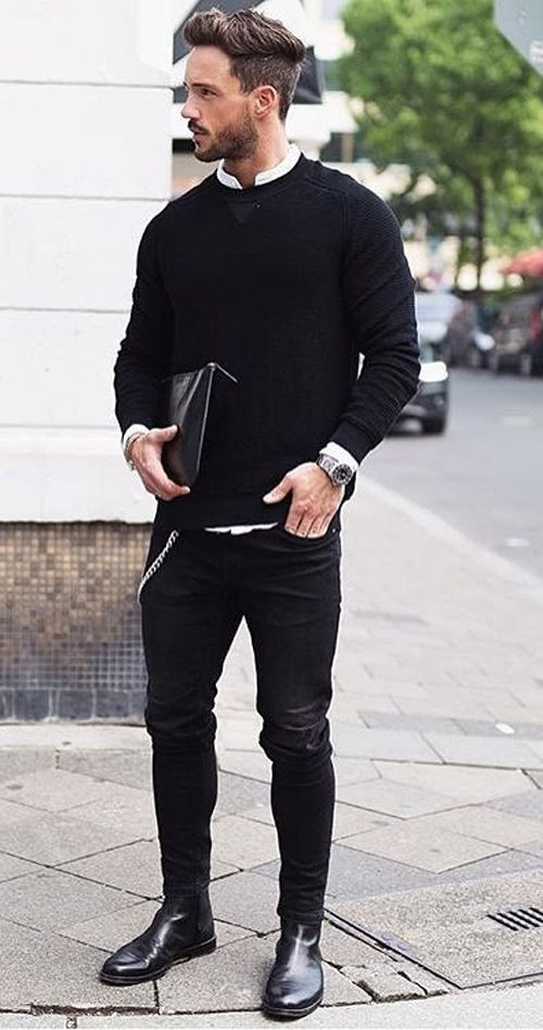 Top 30+ imagen black sweater mens outfit