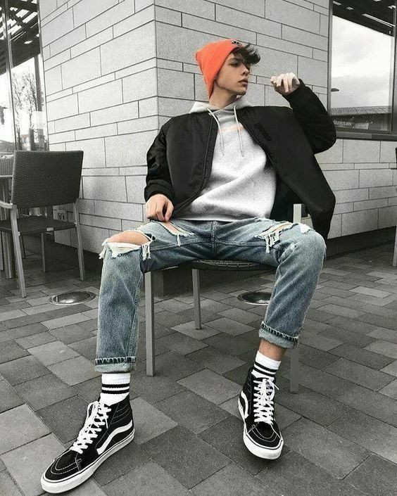 Black Harrington Jacket, Aesthetic Clothing Ideas With Grey Jeans, Men  Outfit 2020 | Casual wear, men's clothing